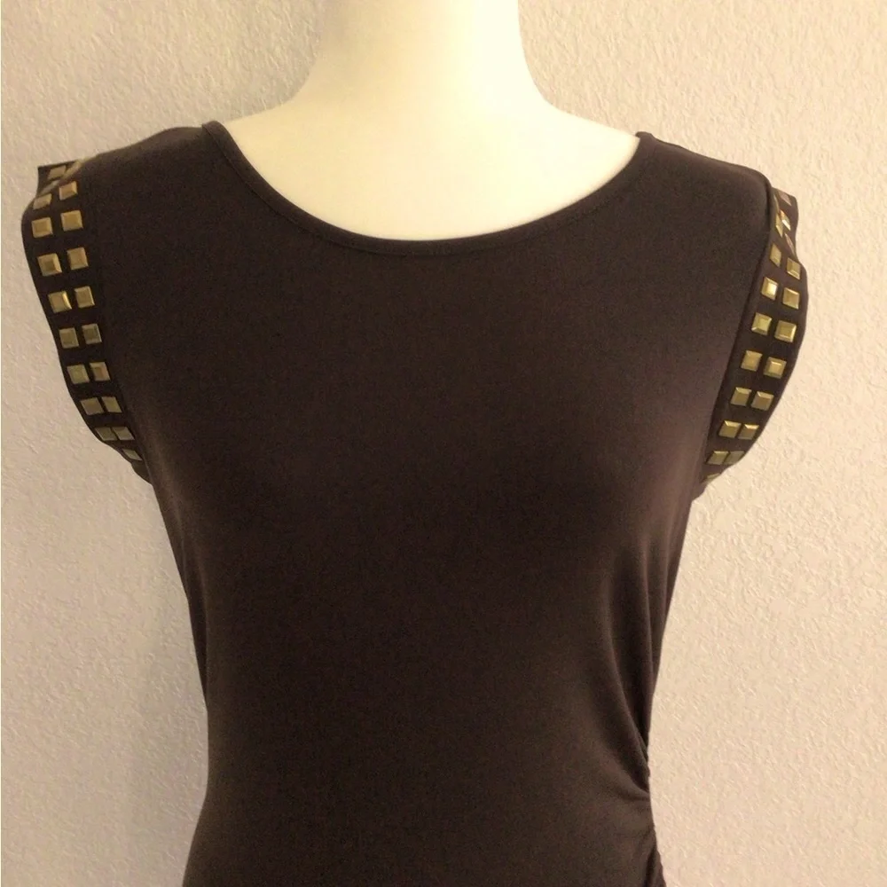 Michael Kors Chocolate Brown Embellished Cocktail Dress